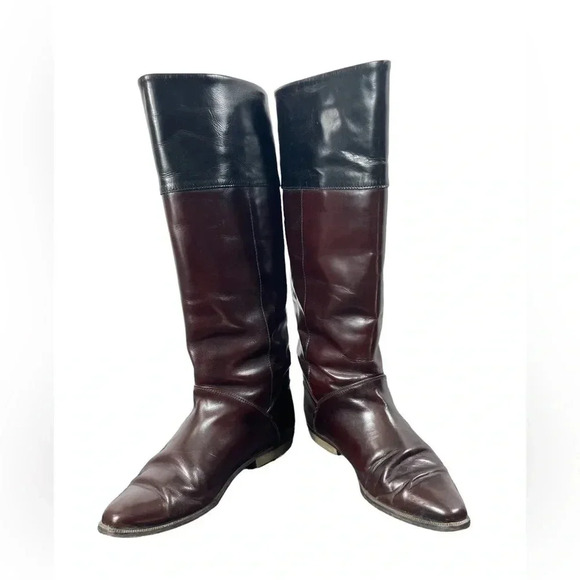 Ascot  1908 Equestrian Embossed Riding Boots Brown Black Leather Size 37/6.5 - Picture 5 of 10